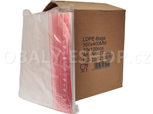 Sáček ZIP LDPE 300x400mm Rychlouzavírací 50µm